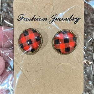 Buffalo plaid stud earrings